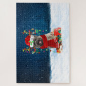 クリスマスプレゼント付きケアン・テリア犬 ジグソーパズル (縦)