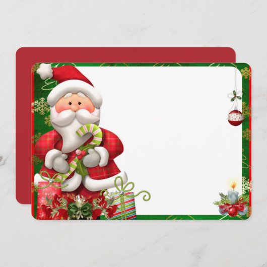 クリスマスプレゼント付きサンタ シーズンカード (正面/裏面)