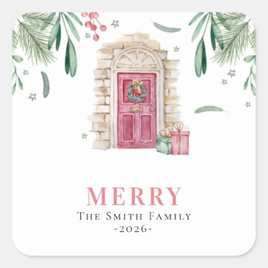 クリスマスプレゼント付きドア スクエアシール (正面)