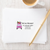 クリスマスプレゼント付きニューアドレスピンクの車 ラベル (インサイチュ)