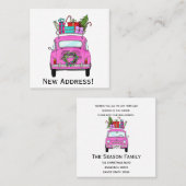 クリスマスプレゼント付きニューアドレスピンクフィアット500 スクエア名刺 (正面/裏面)