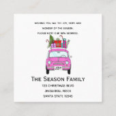 クリスマスプレゼント付きニューアドレスピンクフィアット500 スクエア名刺 (裏面)