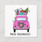 クリスマスプレゼント付きニューアドレスピンクフィアット500 スクエア名刺 (正面)