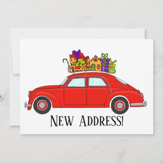 クリスマスプレゼント付きニューアドレスレッドカー 招待状 (正面)