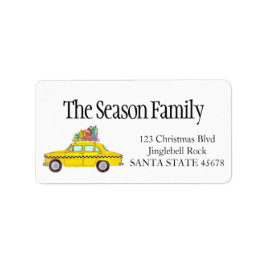 クリスマスプレゼント付きニューヨークのイエローキャブタクシー ラベル