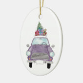 クリスマスプレゼント付きバイオレットカーセラミックオーナメント セラミックオーナメント (左)