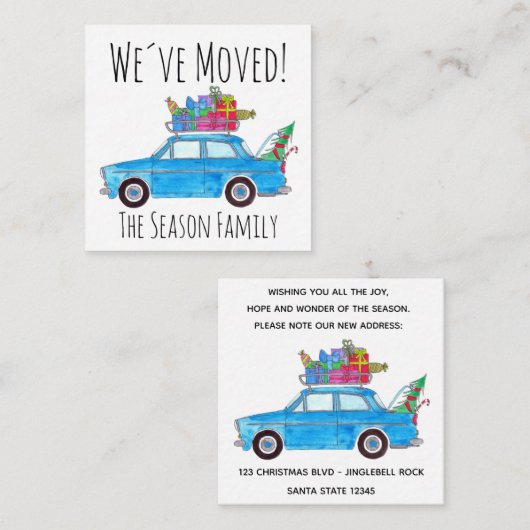 クリスマスプレゼント付きブルーカーのお知らせ エンクロージャーカード (正面/裏面)