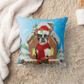 クリスマスプレゼント付きボストンテリア犬 クッション (ブランケット)