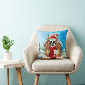 クリスマスプレゼント付きボストンテリア犬 クッション (椅子)