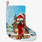 クリスマスプレゼント付きヨークシャー・テリア犬 スモールクリスマスストッキング (正面)