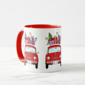 クリスマスプレゼント付きレッドカー マグカップ (正面左)
