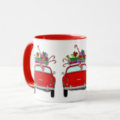 クリスマスプレゼント付きレッドカー マグカップ (正面左)
