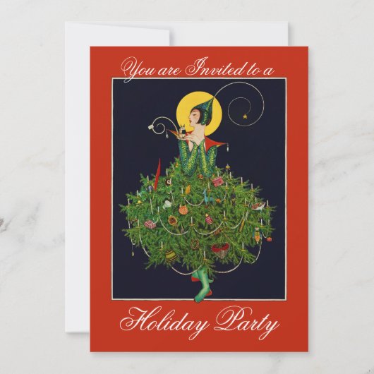 クリスマスプレゼント付きレディアールデコクリスマスパーティー 招待状 (正面)