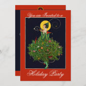 クリスマスプレゼント付きレディアールデコクリスマスパーティー 招待状 (正面/裏面)