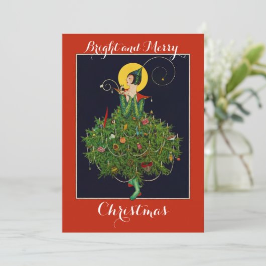 クリスマスプレゼント付きレディアールデコクリスマス シーズンカード (スタンド正面)