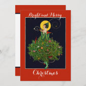 クリスマスプレゼント付きレディアールデコクリスマス 招待状 (正面/裏面)