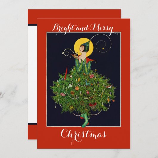 クリスマスプレゼント付きレディアールデコクリスマス 招待状 (正面/裏面)