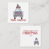 クリスマスプレゼント付きヴィンテージカーホリデーカード エンクロージャーカード (正面/裏面)