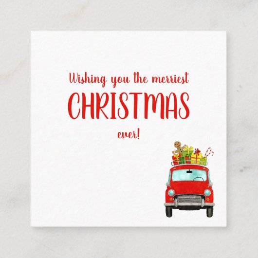 クリスマスプレゼント付きヴィンテージカーホリデーカード エンクロージャーカード (裏面)