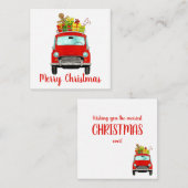 クリスマスプレゼント付きヴィンテージカーホリデーカード エンクロージャーカード (正面/裏面)