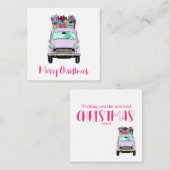クリスマスプレゼント付きヴィンテージカーホリデーカード エンクロージャーカード (正面/裏面)