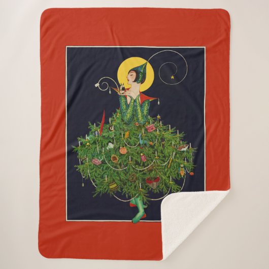 クリスマスプレゼント付き婦人アールデコ美しいファッション シェルパブランケット (正面)