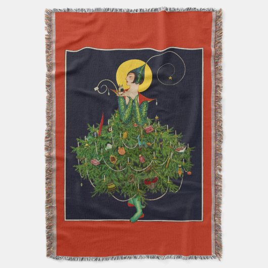 クリスマスプレゼント付き婦人アールデコ美しいファッション スローブランケット (正面縦)