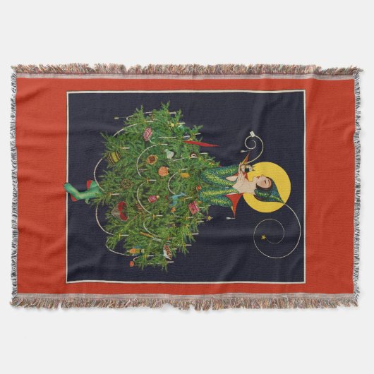 クリスマスプレゼント付き婦人アールデコ美しいファッション スローブランケット (正面)