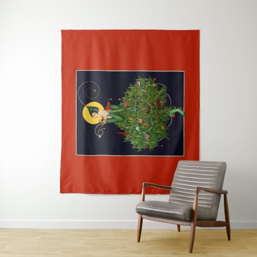 クリスマスプレゼント付き婦人アールデコ美しいファッション タペストリー (インサイチュ)