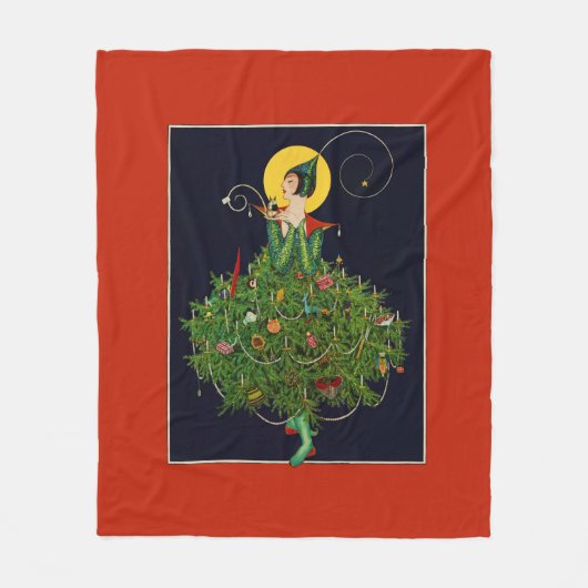 クリスマスプレゼント付き婦人アールデコ美しいファッション フリースブランケット (正面)