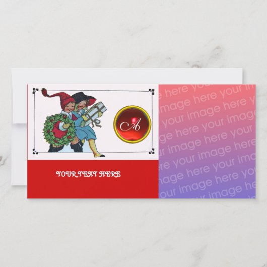 クリスマスプレゼント付き子どもモノグラム シーズンカード (正面)