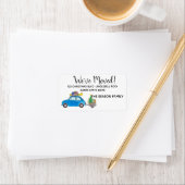 クリスマスプレゼント付き新しい住所ブルーフィアット500 ラベル (インサイチュ)