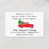 クリスマスプレゼント付き新しい住所ヴィンテージトラック 名刺 (裏面)