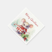 クリスマスプレゼント付き水色マウス スタンダードカクテルナプキン (角)