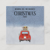 クリスマスプレゼント付き赤いレトロ車ホリデーカード エンクロージャーカード (裏面)