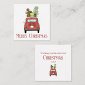 クリスマスプレゼント付き赤い車ホリデーカード エンクロージャーカード (正面/裏面)