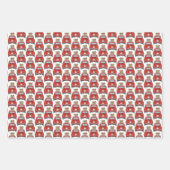 クリスマスプレゼント付き赤い車ラッピング紙 ラッピングペーパーシート (正面3)