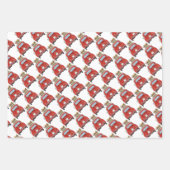 クリスマスプレゼント付き赤い車ラッピング紙 ラッピングペーパーシート (正面2)