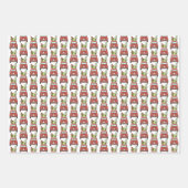 クリスマスプレゼント付き赤い車ラッピング紙 ラッピングペーパーシート (正面3)