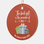 クリスマスプレゼント休暇メッセージモノグラム セラミックオーナメント (左)