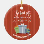 クリスマスプレゼント休暇メッセージモノグラム セラミックオーナメント (裏面)