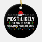 クリスマスプレゼント伯爵を開けて欲しいと思う セラミックオーナメント (正面)
