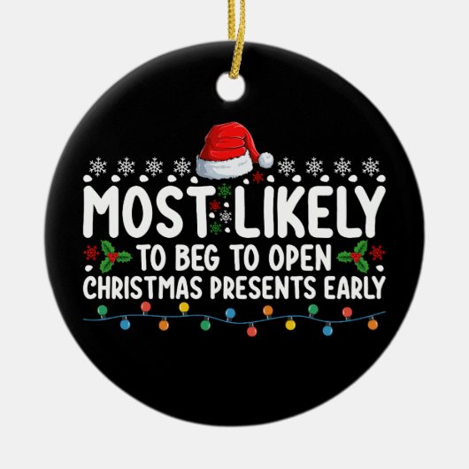 クリスマスプレゼント伯爵を開けて欲しいと思う セラミックオーナメント (正面)