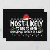 クリスマスプレゼント伯爵を開けて欲しいと思う 招待状 (正面/裏面)