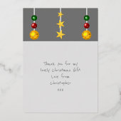 クリスマスプレゼント写真グレーありがとう 箔シーズンカード (裏面)