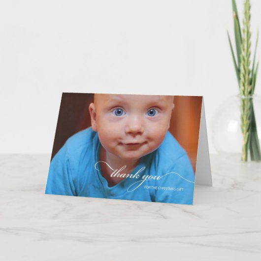 クリスマスプレゼント写真ホワイト文字 カード (正面)