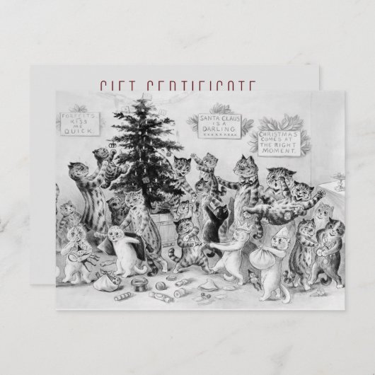 クリスマスプレゼント券を作る猫たち ポストカード (正面/裏面)