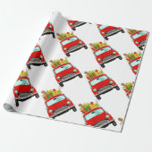 クリスマスプレゼント包装紙付きレッドカー ラッピングペーパー (アンロールド)