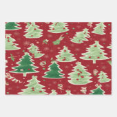 クリスマスプレゼント包装紙+赤と緑 ラッピングペーパーシート (正面3)