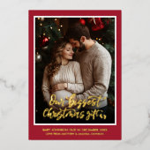 クリスマスプレゼント妊娠写真発表 箔シーズンカード (正面)